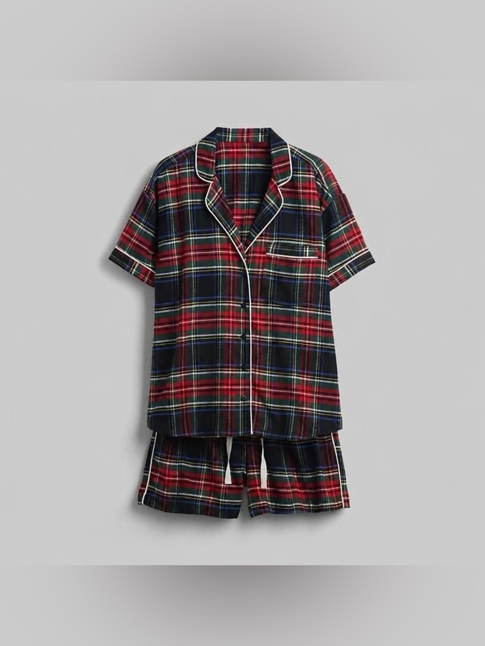 NWT Gap Women's Softest Flannel PJ Short Set Red Black Tartan Plaid XL Holidays